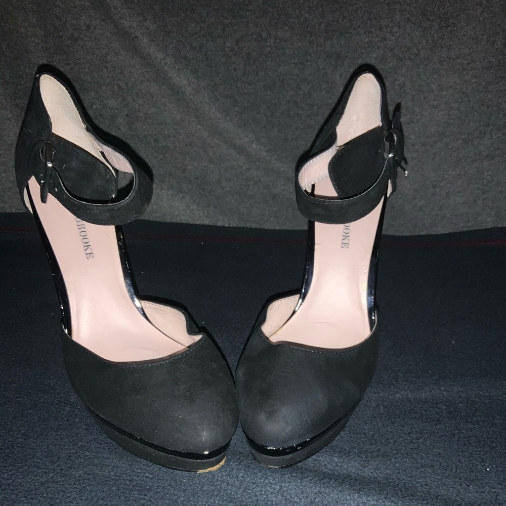 Black suede pumps